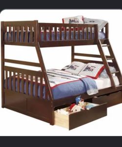 Wooden bunk beds w/storage