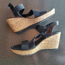 Black Wedge Sandals Size 6.5M $5