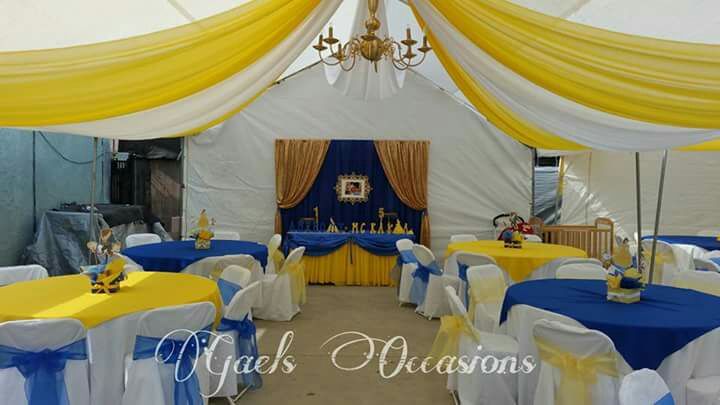 Todo para tu fiesta desde manteles, forros para sillas, overlays, renta de carpa, llame para su reservation....(contact info hidden)