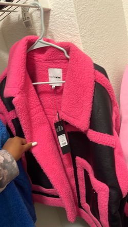 Pink & black fur coat NEW**