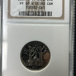 2001 S VT Clad 25c PF69 w/ultra cameo NGC graded