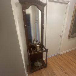 ANTIQUE WOOD COAT ENTRY HALL HANGER