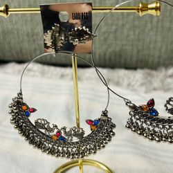 Beautiful Oxidized Peacock Earring 