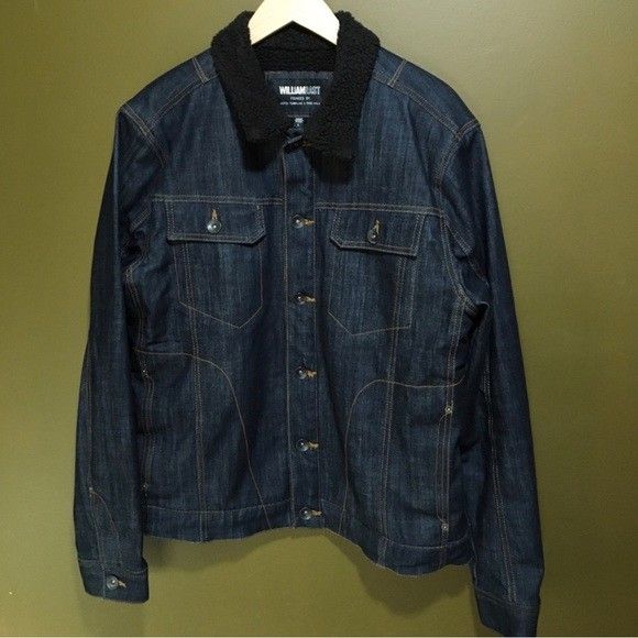 Men's William Rast Justin Timberlake Large Denim Sherpa Jacket New Blue
