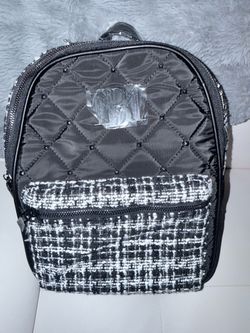 Quilted Medium Size Backpack with Tweed Detail