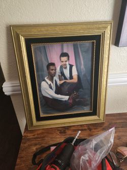 Original Grace Jones and Michael Keaton Framed Photo