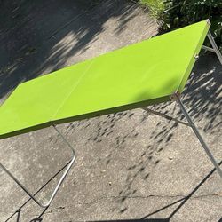 Vintage Lime Green Steel Folding Table – Built to Last!
