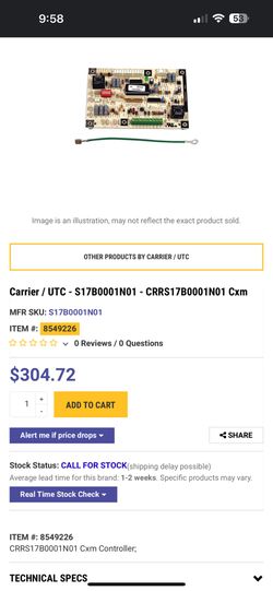 Climate Master CXM Control S17B0001N01