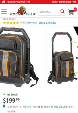 Klein Tools Backpack / rolling wheels / Packout