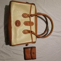 Dooney & Bourke Leather Satchel + Matching Wallet Set (All Weather Leather)