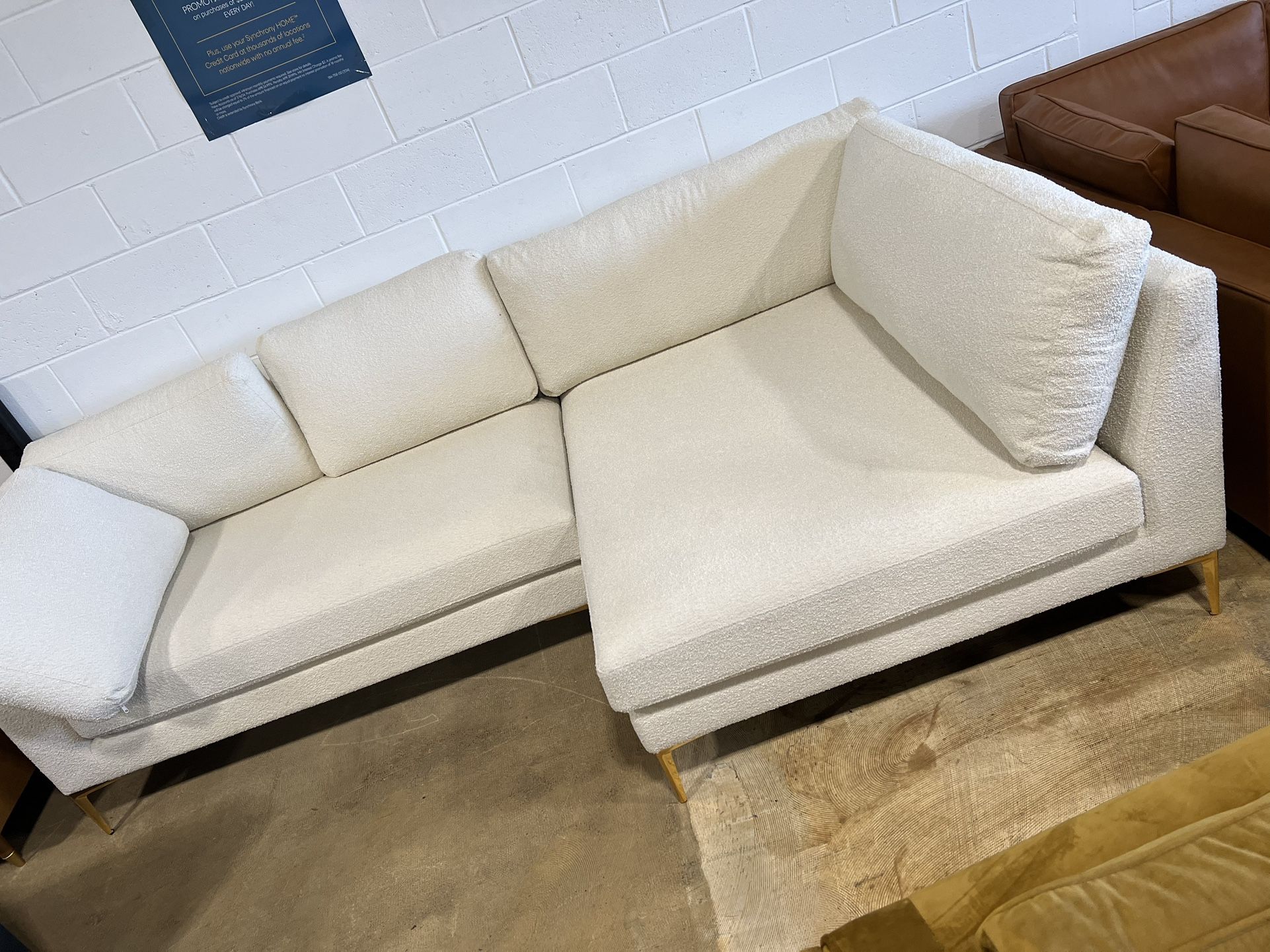 Chamberlain Beige Boucle Sectional Sofa Right Facing Chaise