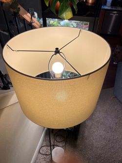West Elm Floor Lamp – Black Metal & Concrete Base