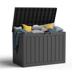 New 45 Gallon Resin Deck Box, Lockable Patio Outdoor Storage Box for Furniture, Garden Tools and Tools Storage