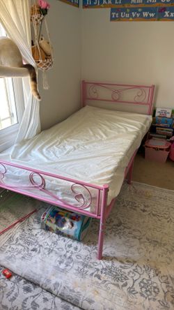 Girls Twin Mattress and Bedframe
