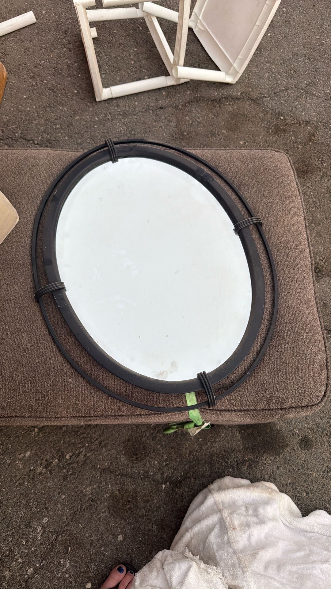 Black Metal Oval Mirror