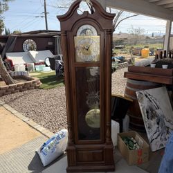 Classic Wood Grandfather Clock Not Working (Needs Work) More for Decor