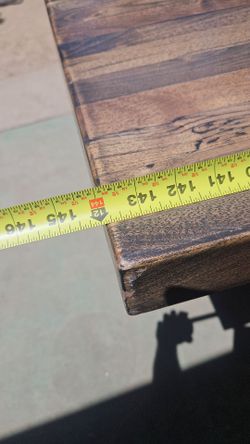 12 foot outdoor dining table solid wood custom 3" 32" wide solid oak on easy-to-move caster wheels