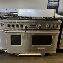Wolf 48”Wide Dual Fuel Range Stove Stainless Steel With Grill 