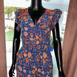 Jumpsuit Purple Orange Floral