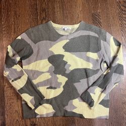 The Cashmere Project camo ribbed crew neck sweater