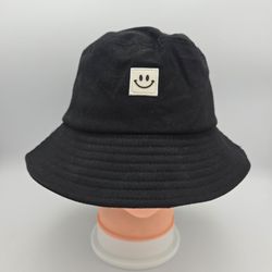 Unbranded Black Smiley Patch BucketHat
