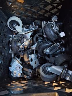 Crate Full Of New And Used Castor Wheels