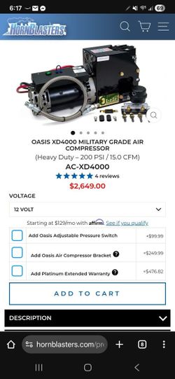 Horn Air Compressor Blaster Oasis XD4000 Military Grade Air Compressor