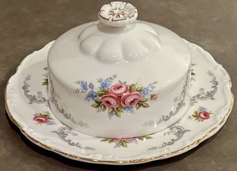 🌸Royal Albert TRANQUILLITY Vintage COVERED BUTTER DISH SET Bone China Made In England