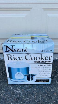 NARITA 6 CUPS RICE COOKER WITH STEAMER Model : NRC-6（SS)W Brand New