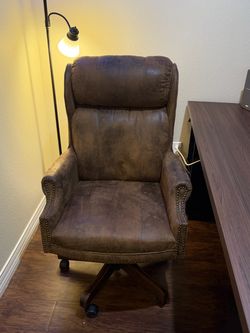 American Furniture Warehouse Centennial Oak Executive Office Chair - Tobacco microfiber