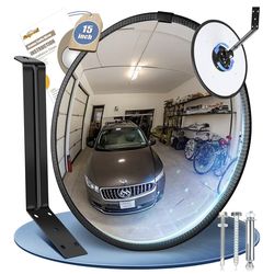 15" HD Convex Traffic Mirror -  Adjustable Blind Spot Mirror