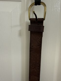One Eddie Bauer flower belt one leopard dress belt