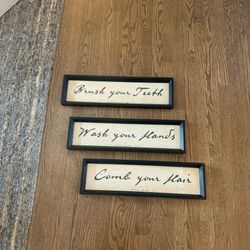 Pottery Barn Set Of 3 Bathroom Framed Art 