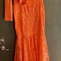 Bright Orange Sequin Dress 