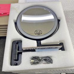 New 8 Inch Vanity Makeup Mirror Wall Mounted, Double Sided 1X/10X LED Magnifying Mirro