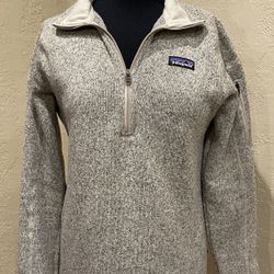 Patagonia Women's Better Sweater 1/4-Zip Fleece Pelican Cream Size Medium