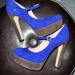 Vince Camuto Cobalt Blue & Brown heels size 5.5B