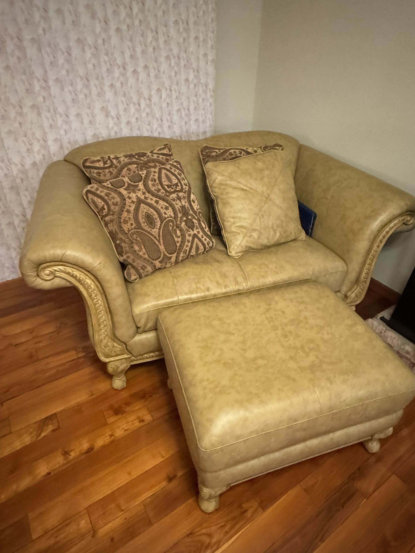 Vintage Leather Sofa + Chair + Ottoman Set