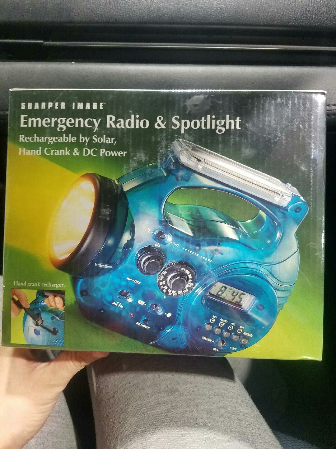 Electric Blue Emergency Radio & Spotlight