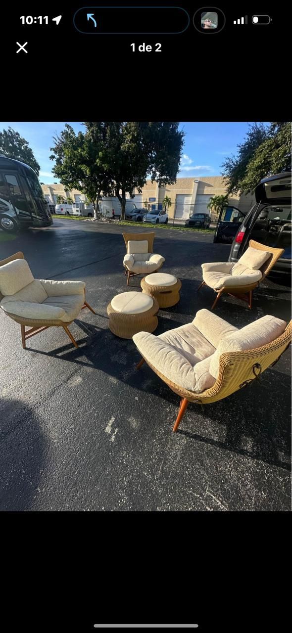 4 Big Chairs + 2 Ottomans Excellent Quality. Delivery Available.,All Products : American Fashion Style Bags On Sale