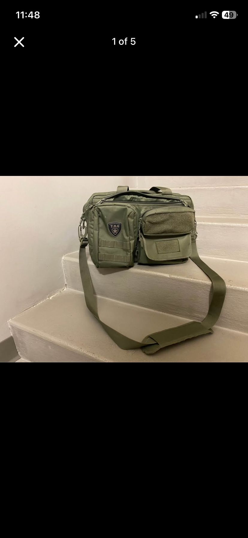 Tactical army green lined canvas bag travel diaper bag overnight crossbody gym carry on laptop bag