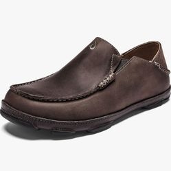 OLUKAI Moloa Men's Premium Leather Shoes, Easy Slip On & Off Design, Casual & Versatile Loafer, Drop-in Heel & Enhanced Traction