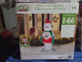Airblown Animated Snowgirl Cheerleader Inflatable 6 Ft