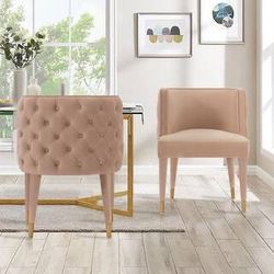 Maya Nude Modern Tufted Velvet Upholstered Accent Chair