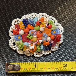 Vintage Multicolor Beaded Pin