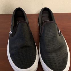 Womens Leather Vans Slip Ons Size 8.5
