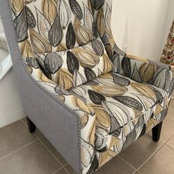 Chair cushion upholstered gray yellow