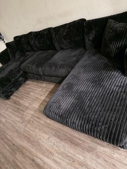 Black Corduroy double chaise couch