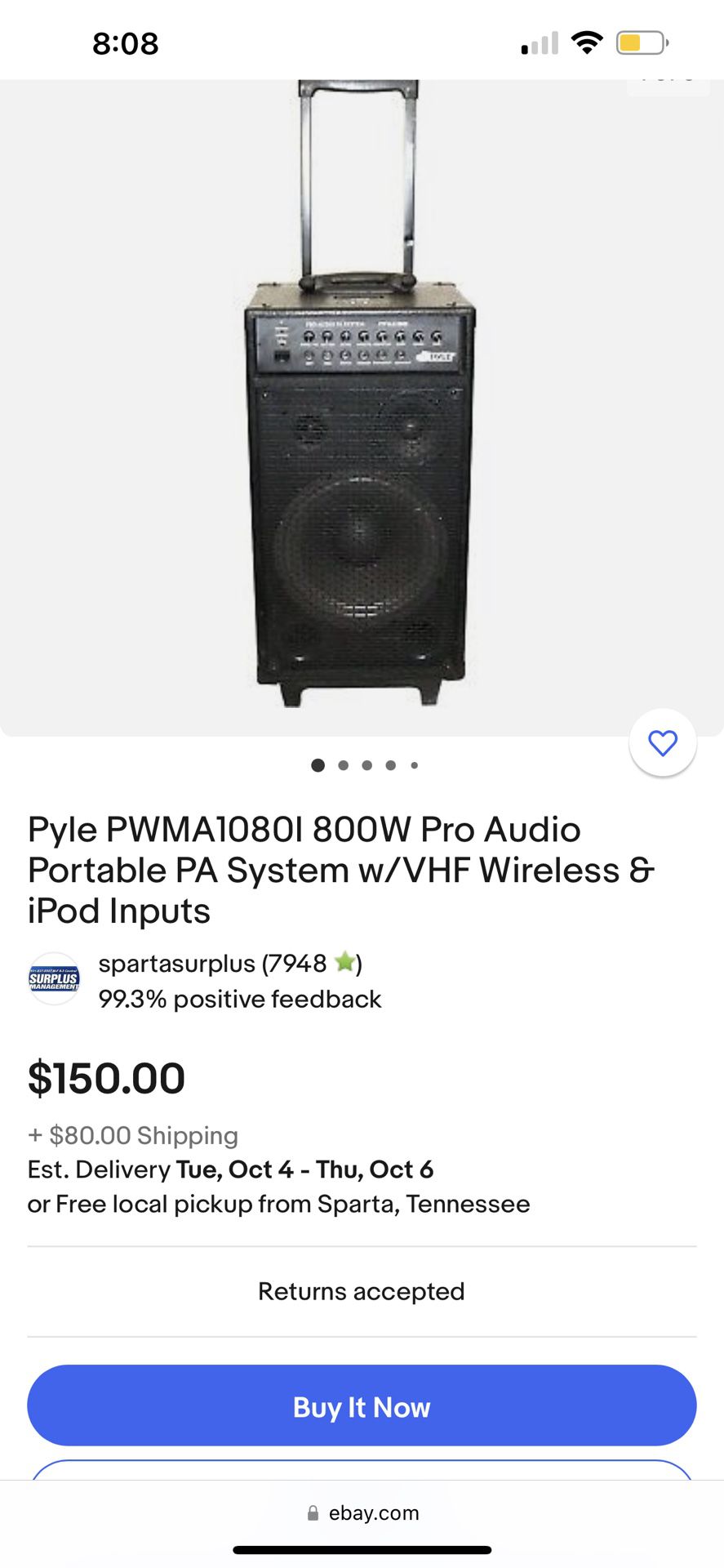 Pro Audio PA System Pyle PWMA1080I