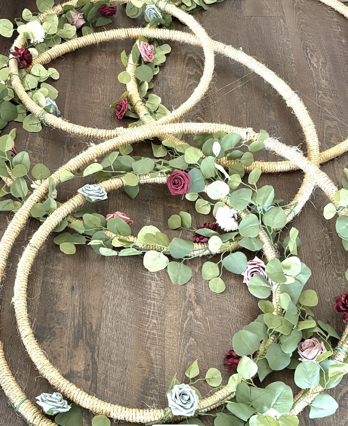 Boho/ Vintage/ Shabby Decor 5 Sisal Rope Covered Hoops